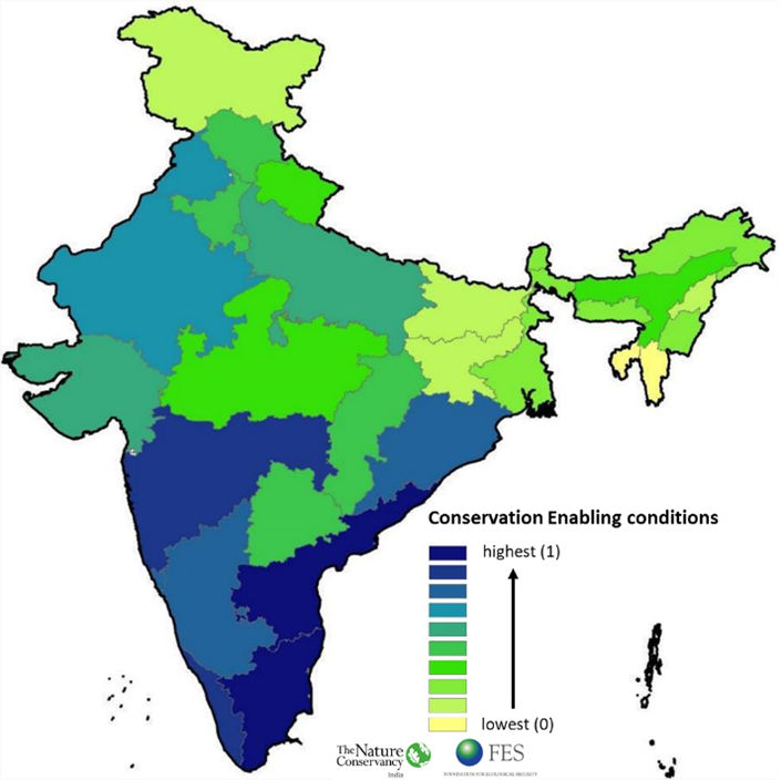 (Map Source: The Nature Conservancy (TNC), India and The Foundation for Ecological Security (FES))