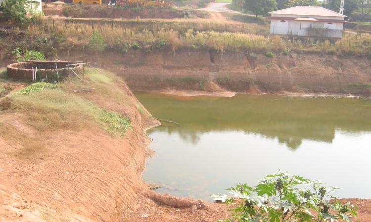 Rainwater harvesting pond in Yenepoya College