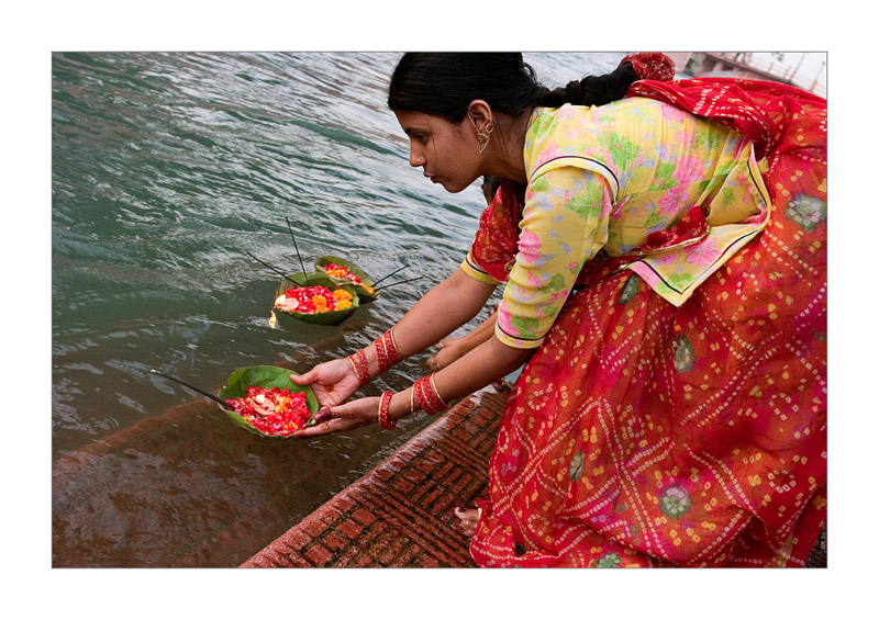 Worshipping River Ganga at Haridwar