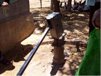 Hand pump on school premises