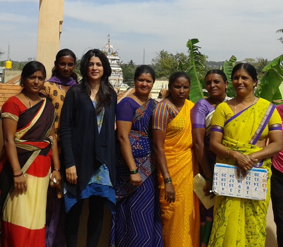 Vidya Chandy with some SHG leaders from Sonnahallipura village.