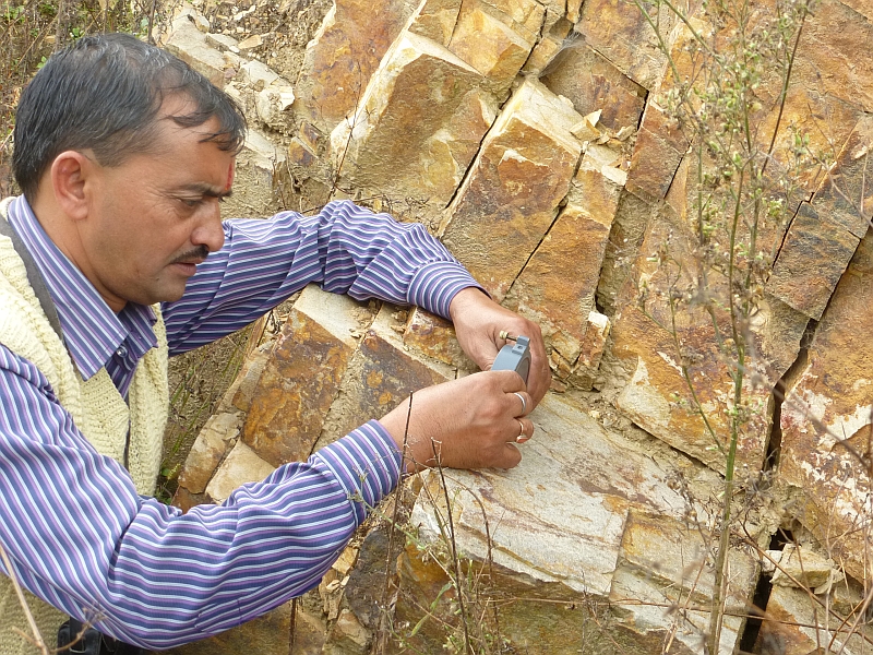 Om Pandey of CHIRAG does a geological survey
