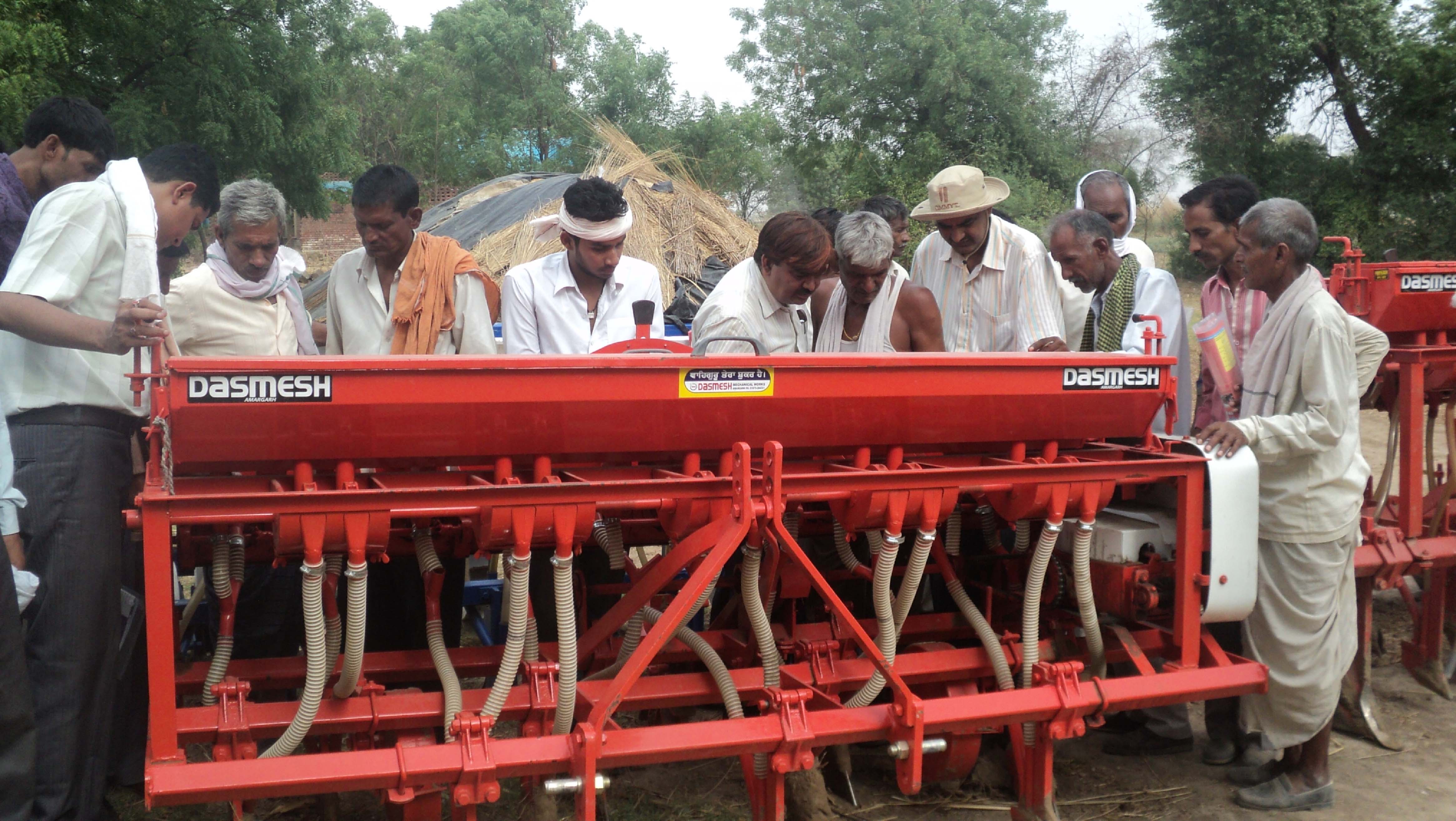 Zero till seed cum fertilizer drill on custom hire; Image: Y P Singh