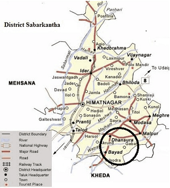 Bayad and Dhansura subdistricts in Gujarat.