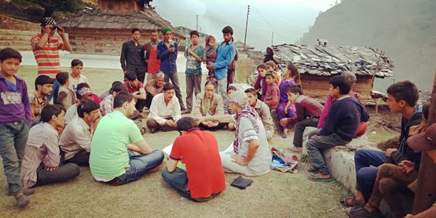 People discuss the project and its impact on their lives. (Picture courtesy: Vimal Bhai)