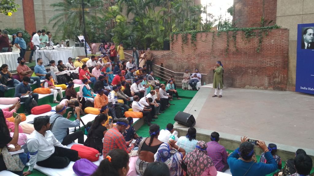 Bezwada Wilson addresses India Sanitech Forum. (Image: India Water Portal)