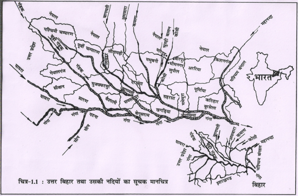 Network of rivers in northern Bihar