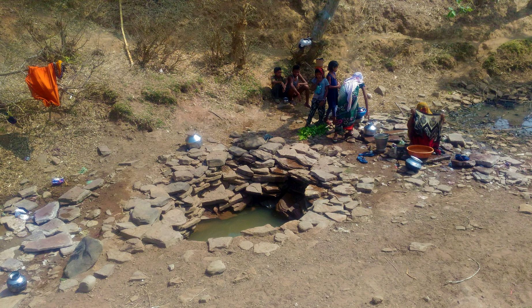 Only perennial spring as drinking water source in Kathayi village, June 2019 (Image: Seema Ravandale)