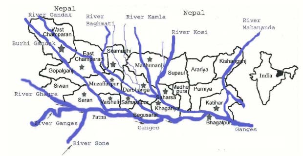 Rivers of north Bihar (Source: SSVK, Madhubani)