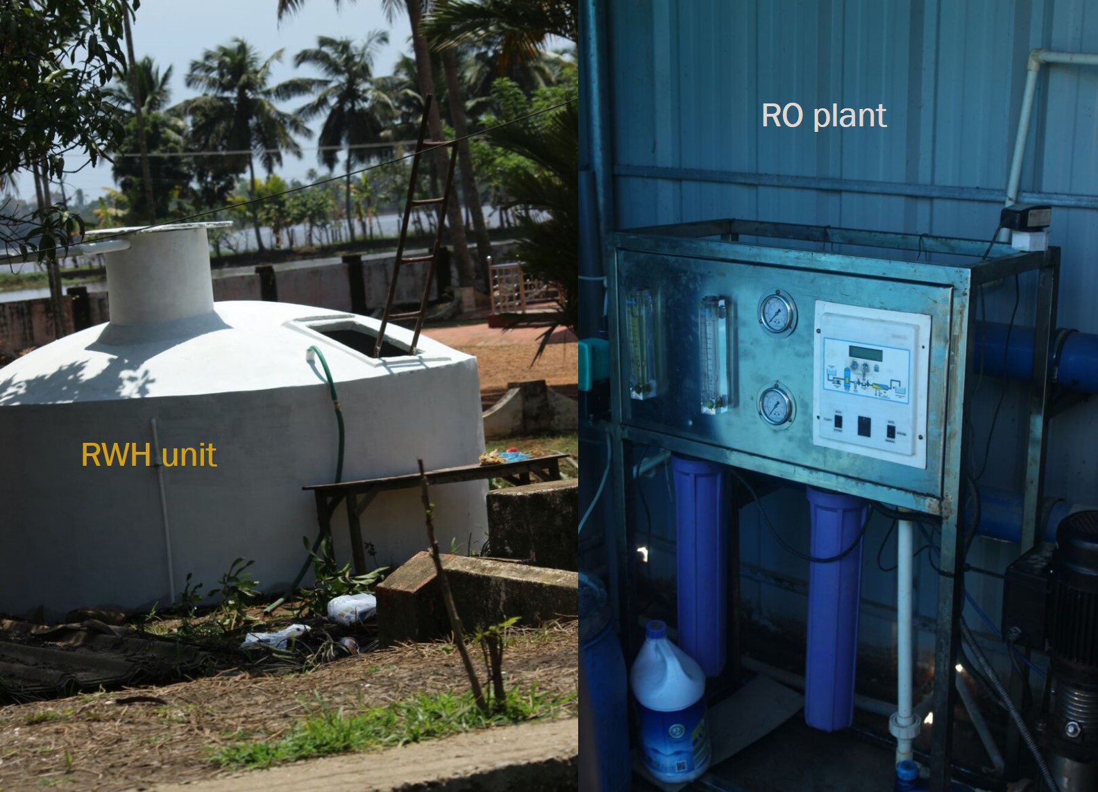 Rainwater harvesting and RO plants are being used as options for water storage and disinfection respectively (Image: Jayasree Vaidyanathan)