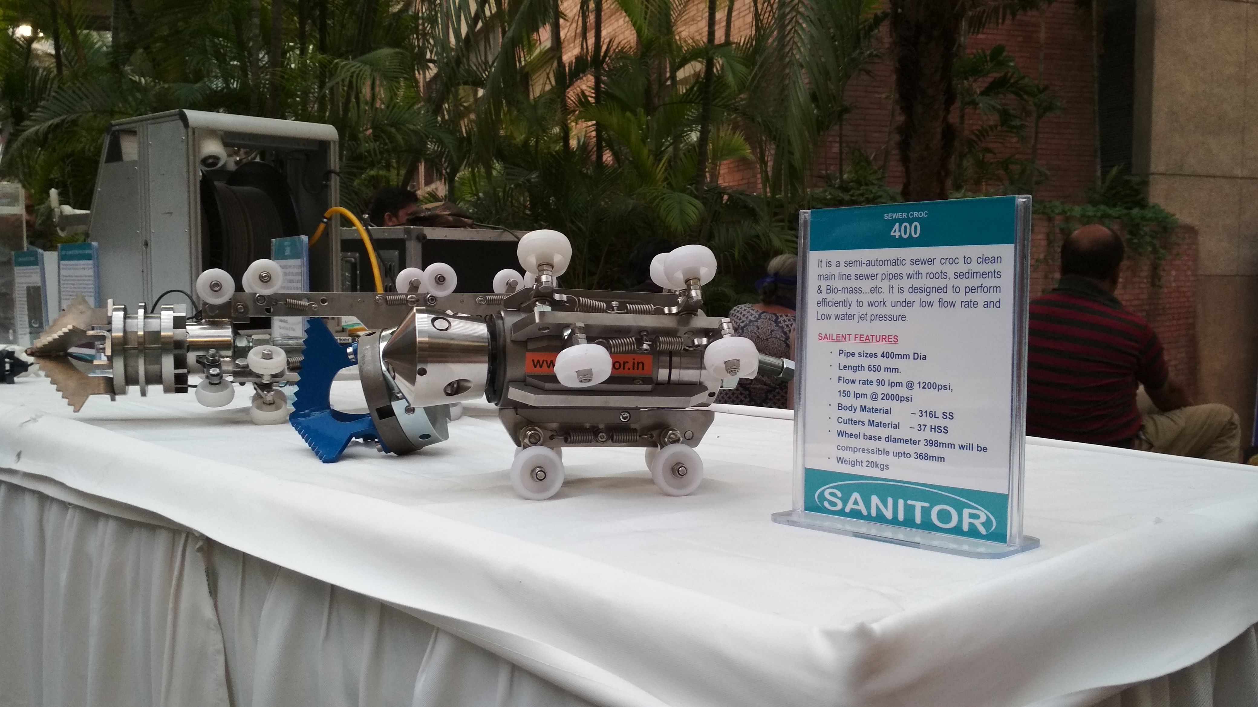 Manufactured by Bangalore-based Sanitor and Ajantha Technologies, this semi-automatic machine can be attached to a water jetting machine and lowered inside a manhole. It has a drill-like head that rotates due to pressure generated by water coming out of the vents. It costs between Rs 1.8 lakh and Rs 2.7 lakh depending on its size. The gas monitor helps detect any harmful gas inside the sewage tanks. It costs Rs 20,000 and can raise an alarm when the levels of carbon dioxide, hydrogen sulphide and methane reach dangerous levels. A venting system is attached to a valve which drains out harmful gases. (Image: India Water Portal)