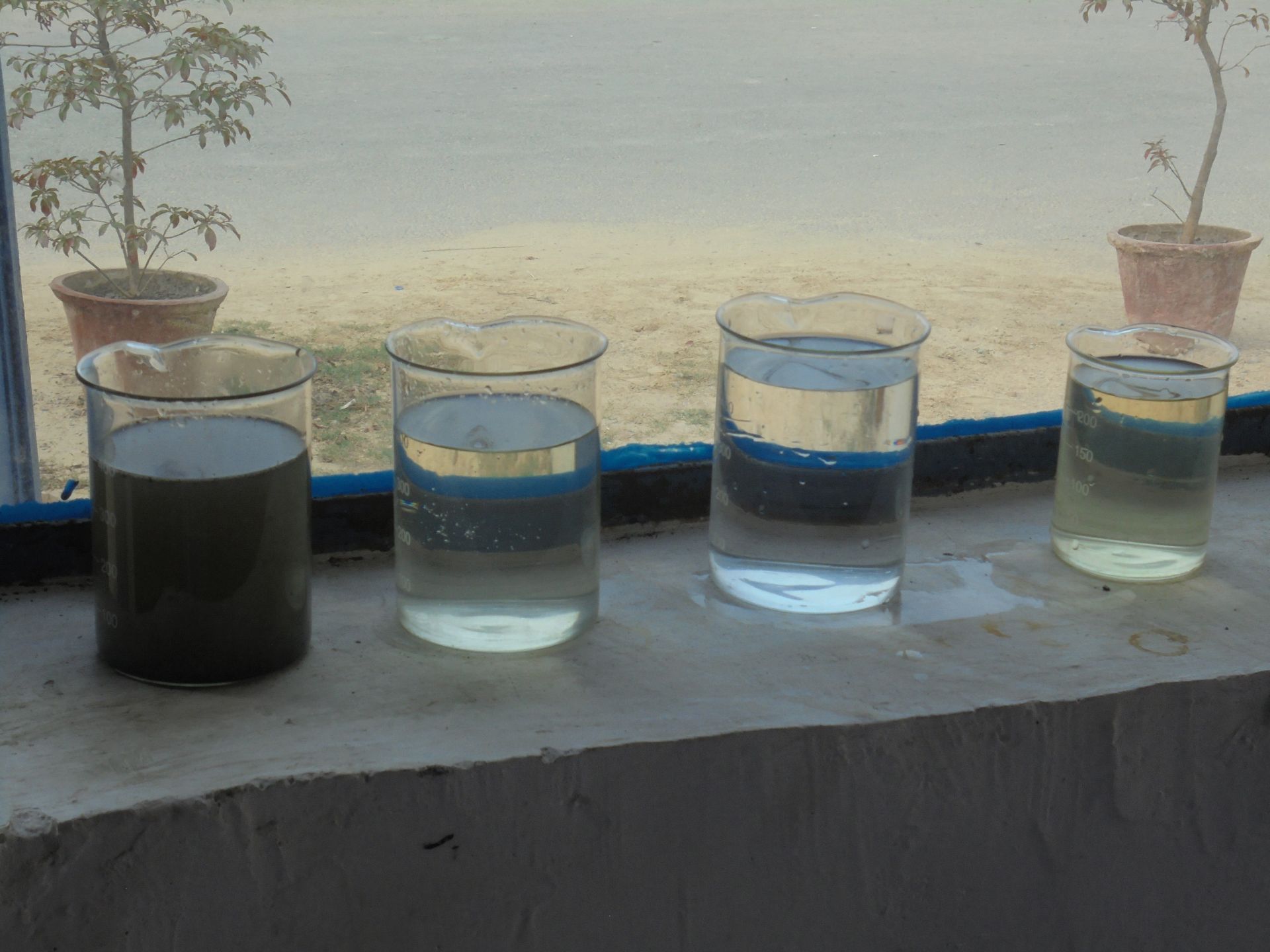 Sewage water, water from bio-filter, treated water and reject water