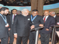 सीओपी 21 के दौरान भारत के मंडप में भारत के माननीय प्रधानमंत्री श्री नरेंद्र मोदी