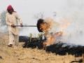 Burning of rice residues after harvest, to quickly prepare the land for wheat planting, around Sangrur, Punjab (Image: 2011CIAT/NeilPalmer; CC BY-SA 2.0 DEED)