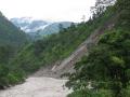 Landslide and a flooded river
