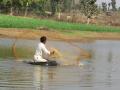Fishing lines, tyre tubes as floats and make-shift wooden platforms are very commonly used. Source: Shubham Sharma.