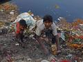 Garbage piled high near the Yamuna river