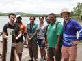Dr Mitchel Harley (far right) at the installation of a CoastSnap station in Fiji. Photo credit: Navneet Lal