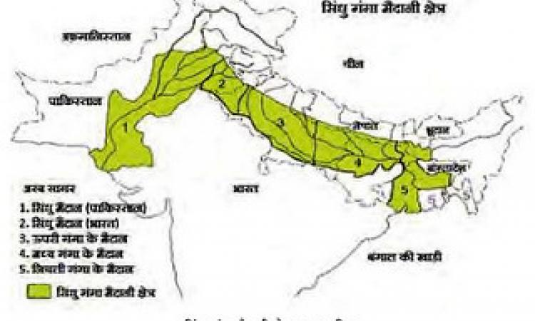 सिंधु-गंगा मैदानी क्षेत्र का मानचित्र