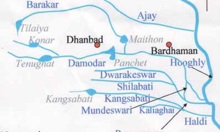 Damodar river besin map