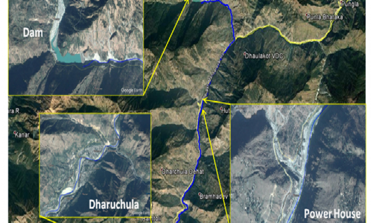 पहाड़ी क्षेत्र में बांध भंग के कारण बाढ़ हजार्ड का मानचित्रण