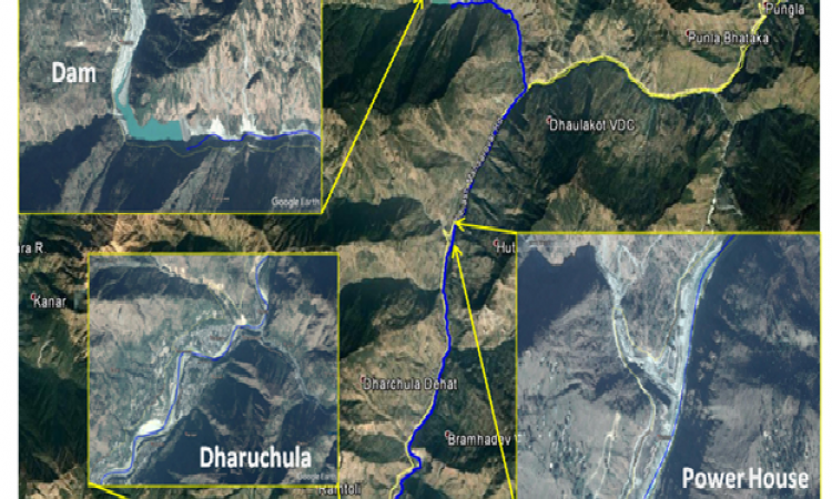 पहाड़ी क्षेत्र में बांध भंग के कारण बाढ़ हजार्ड का मानचित्रण