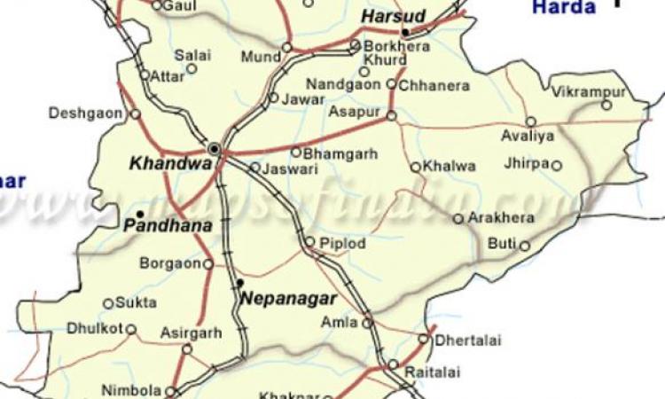 खण्डवा जिले का मैप