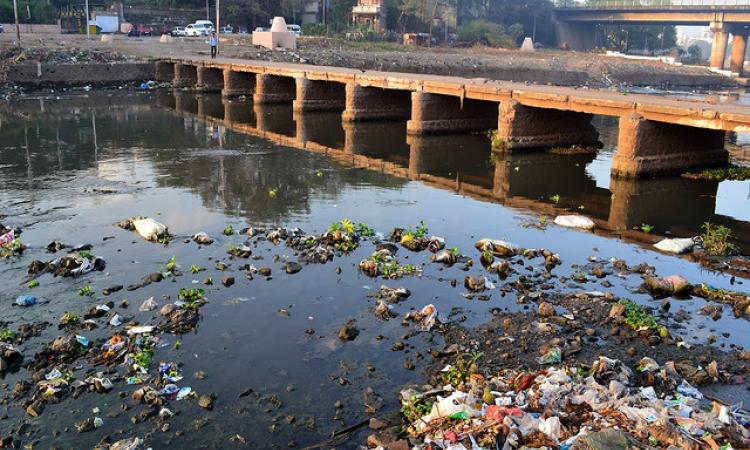 polluted river water