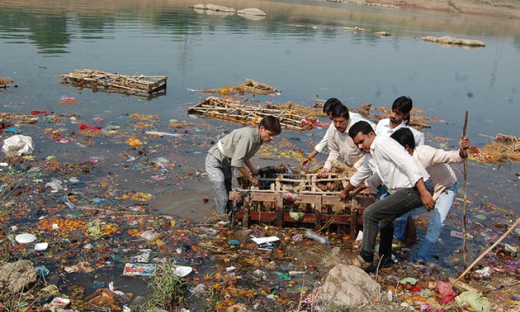 waste in river