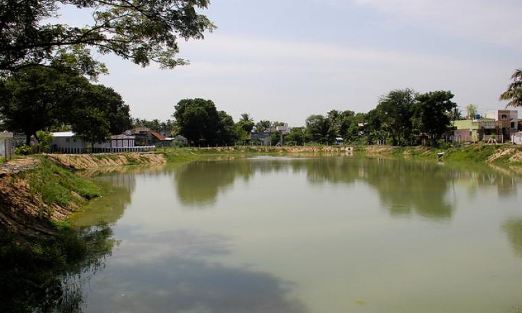 The renovated Samathamman temple pond in Kooram.