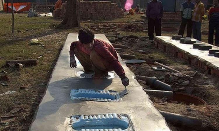 Construction of community toilets in progress