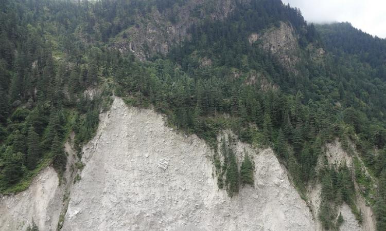 A landslide caused by downpour