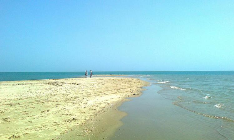 Two oceans meeting at Dhanushkodi, Tamil Nadu