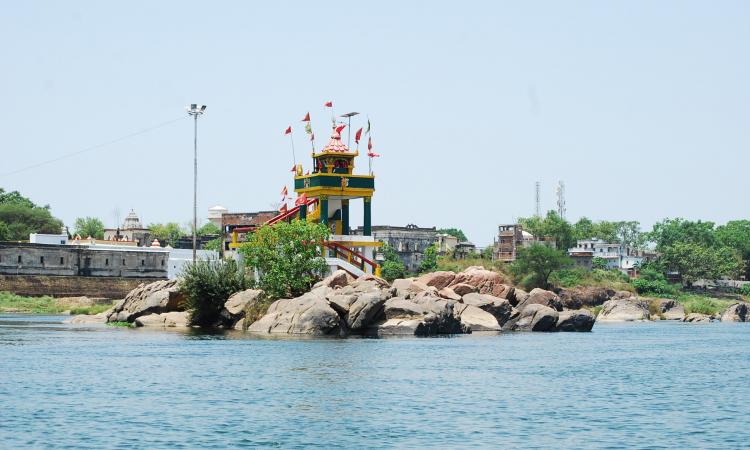 A temple in the Mahanadi at Sonepur in Odisha.