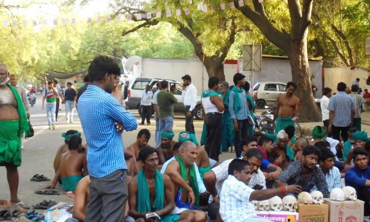 A file photo shows Tamil Nadu farmers' protest in Delhi last year.(Source: IWP Flickr photos)