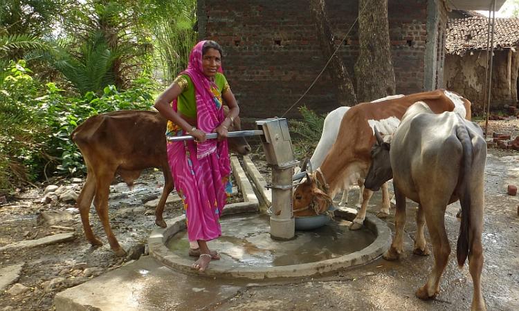 The use of borewells in fluoride-affected areas, such as this one in Dhar, is one of the primary reasons for fluorosis. (Source: Chicu Lokgariwar)