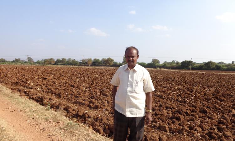Basavaraj on his field in Chitradurga