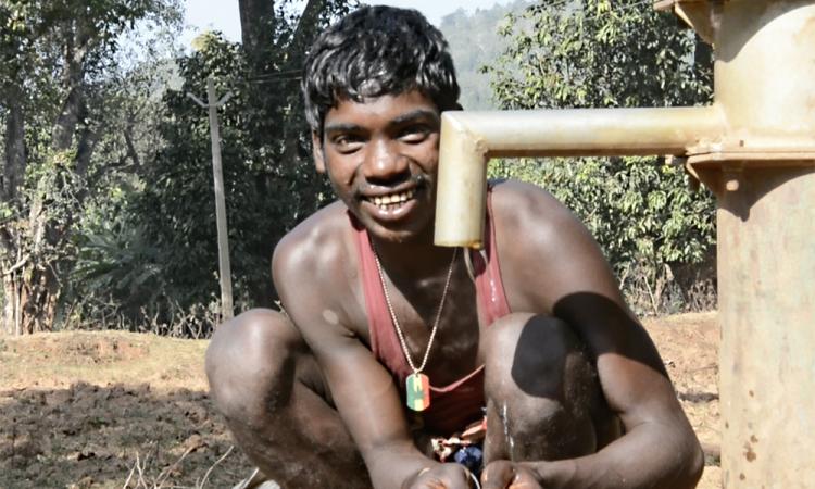 A hand-pump installed at Padapadar village