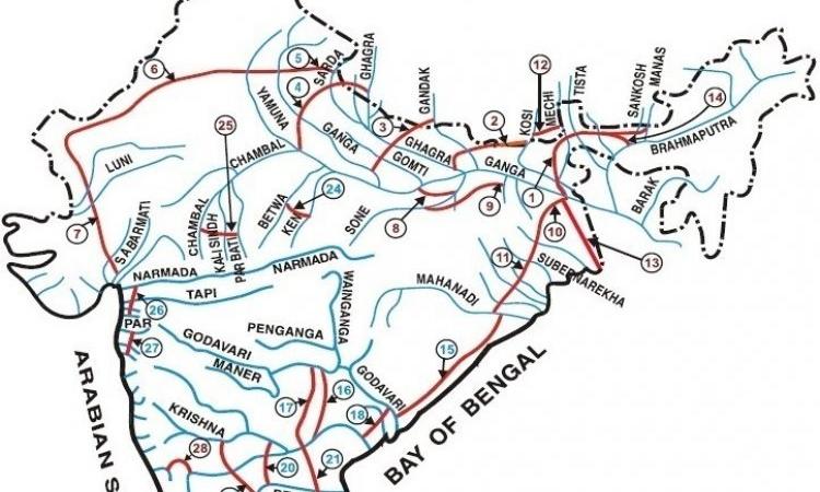 A map shows how rivers would be interlinked. (Source: NIH)