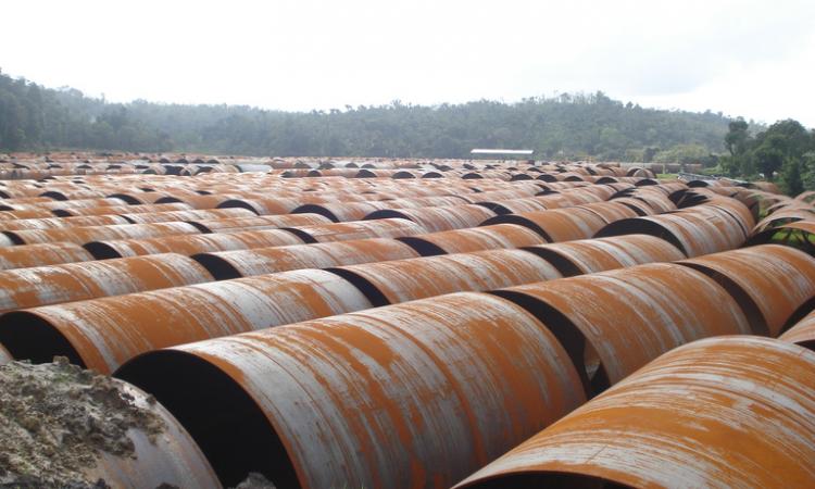 Pipelines wait to be laid for the stormwater lift project. The Karnataka Niravari Nigama Limited (KNNL), which is undertaking the Yettinahole stormwater lift project, is constructing a massive pipeline corridor along the Salkeshpur-Hemavati belt. The project is estimated to be 35 percent complete.