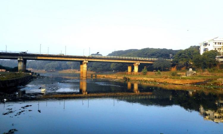 The highly polluted Mutha river as it flows through Pune. (Image Source: India Water Portal)