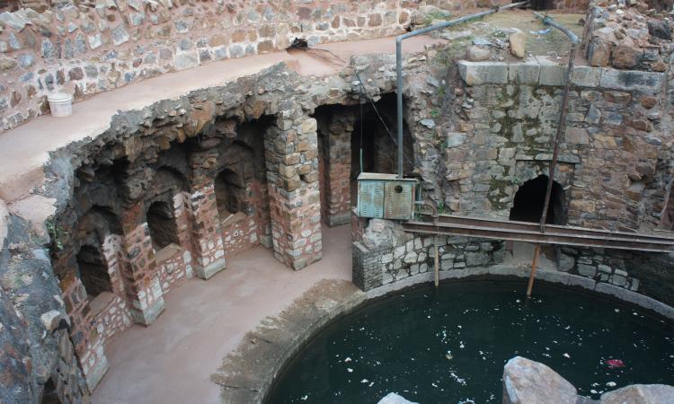 A baoli (step well) in ruins