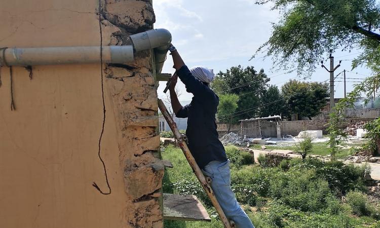 Repairing the school infrastructures before students return to their classrooms (Image: Sehgal Foundation)