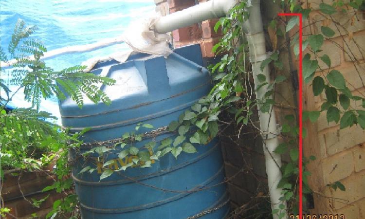 Rainwater harvesting tank in a Bangalore house